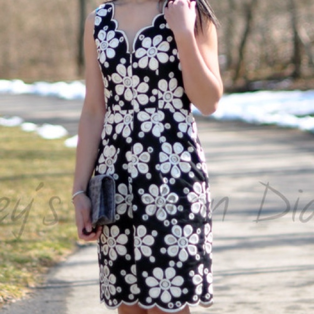 Muse Black White Floral Cutout Dress Size 4